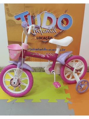 Bicicleta rosa aro 12 com rodinhas