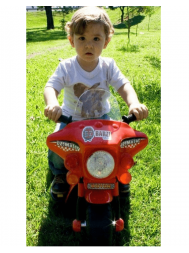 Mini Moto Elétrica Infantil Policia, Tamanho P vermelha ou preta