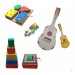 Kit Brinquedo Educativo Em Madeira Prancha, Cubo E Violão